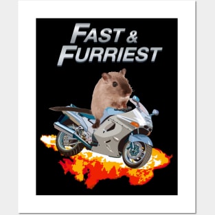 Fast and Furriest Parody Funny Cute Action Packed Motorcycle Flames Knock Off Brand Posters and Art